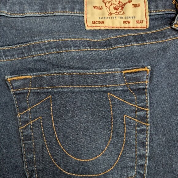 True Religion Jeans 32x28 Womens Blue Halle Mid Rise Super Skinny Dark Stretch - Picture 13 of 14